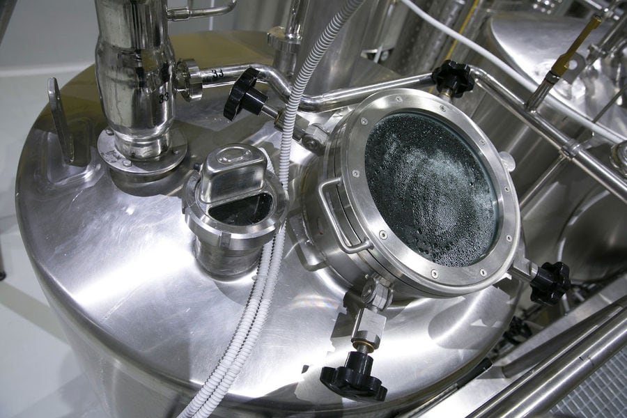 top view of beer brewing machine at 'Sknipa' plant